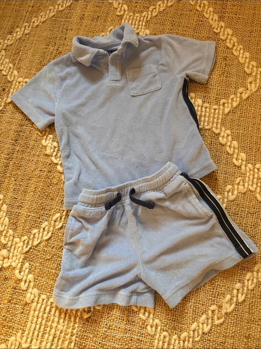 Crewcuts Light Blue Terry Polo Set size 3T